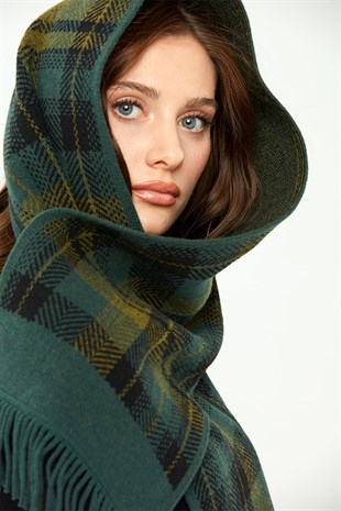 Женский шерстяной шарф зеленый
