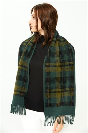 Женский шерстяной шарф зеленый