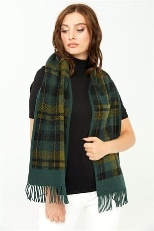 Женский шерстяной шарф зеленый