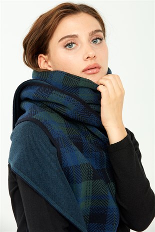 Шаль женская шерстяная темно-синяя