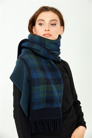 Шаль женская шерстяная темно-синяя