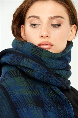 Шаль женская шерстяная темно-синяя