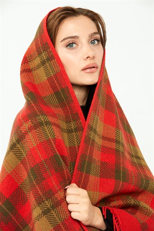 Шаль женская шерстяная  коралловый