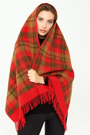 Шаль женская шерстяная  коралловый