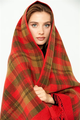 Шаль женская шерстяная  коралловый