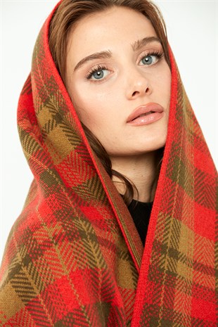 Шаль женская шерстяная  коралловый