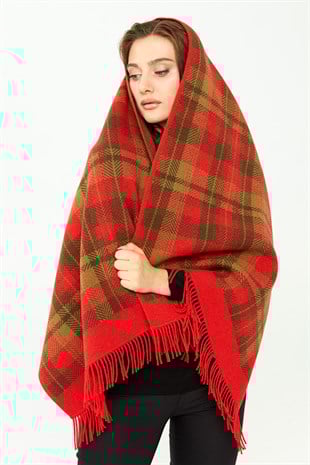 Шаль женская шерстяная  коралловый