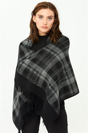Шаль женская шерстяная черная