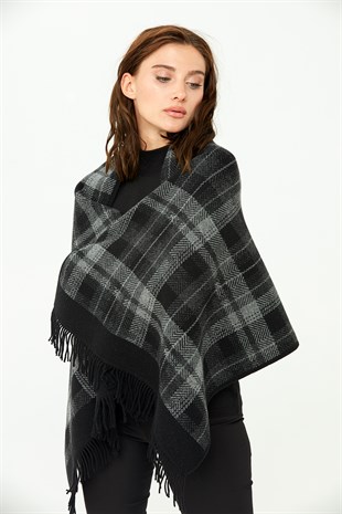 Шаль женская шерстяная черная