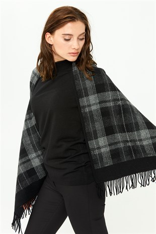 Шаль женская шерстяная черная