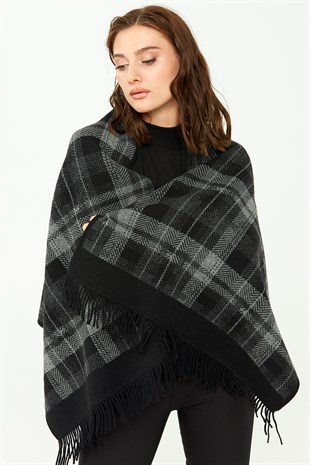 Шаль женская шерстяная черная