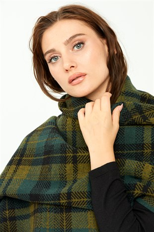 Шаль женская шерстяная  зеленого цвета