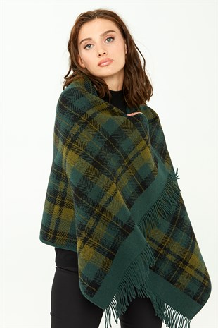 Шаль женская шерстяная  зеленого цвета