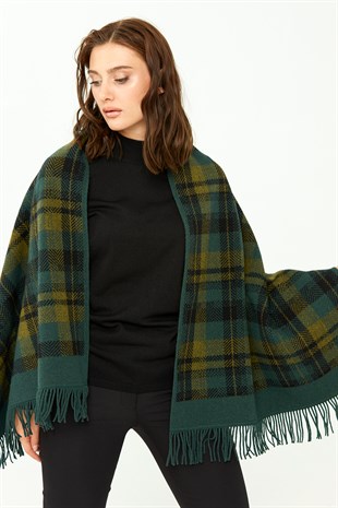 Шаль женская шерстяная  зеленого цвета