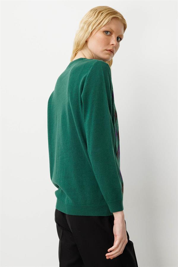 Kadın V Yaka Baklavalı Yün Kazak Ö.Başı