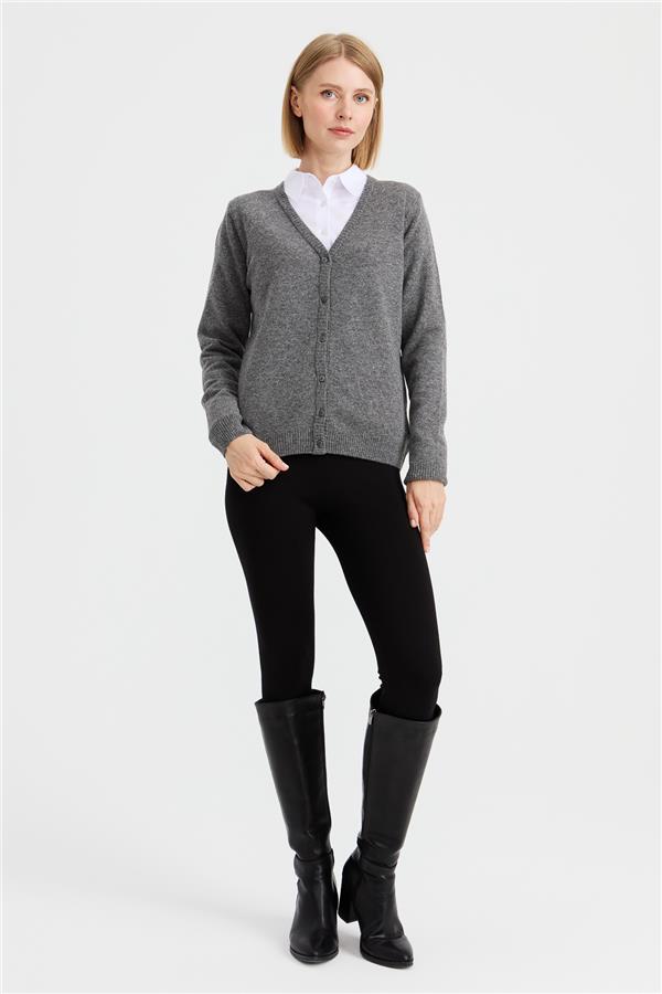 Женский шерстяной кардиган с v-образным вырезом