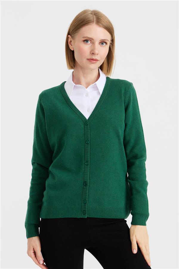 Женский шерстяной кардиган с v-образным вырезом