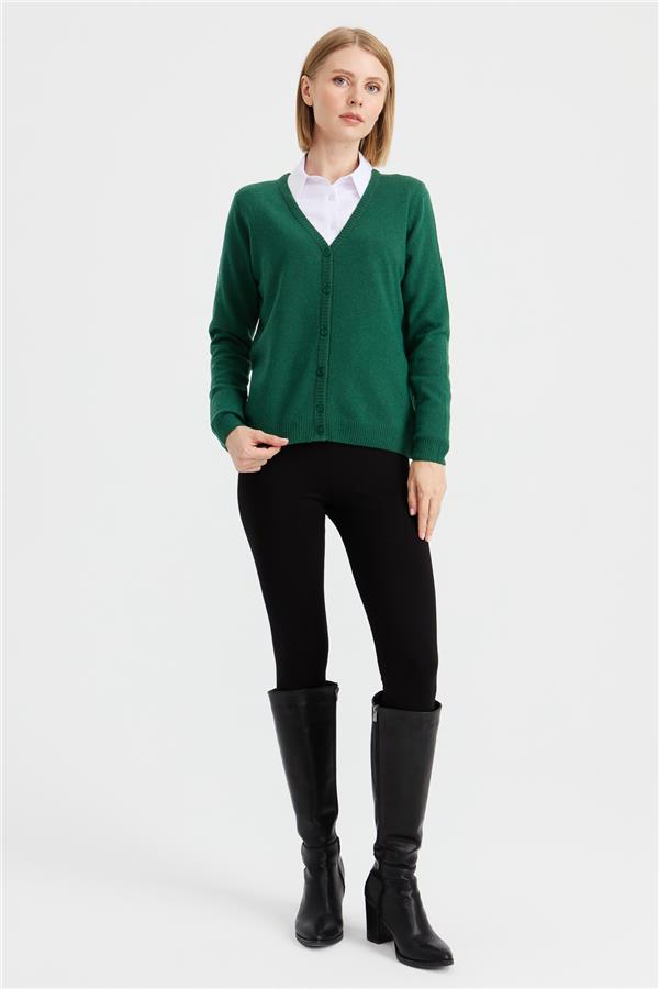 Женский шерстяной кардиган с v-образным вырезом