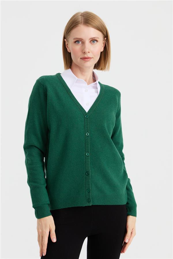 Женский шерстяной кардиган с v-образным вырезом