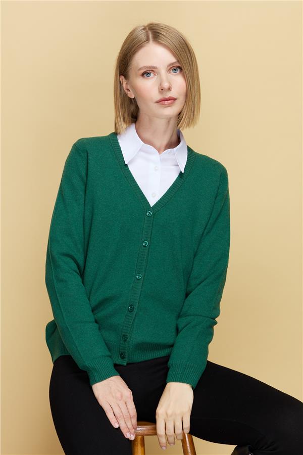 Женский шерстяной кардиган с v-образным вырезом