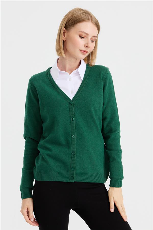 Женский шерстяной кардиган с v-образным вырезом