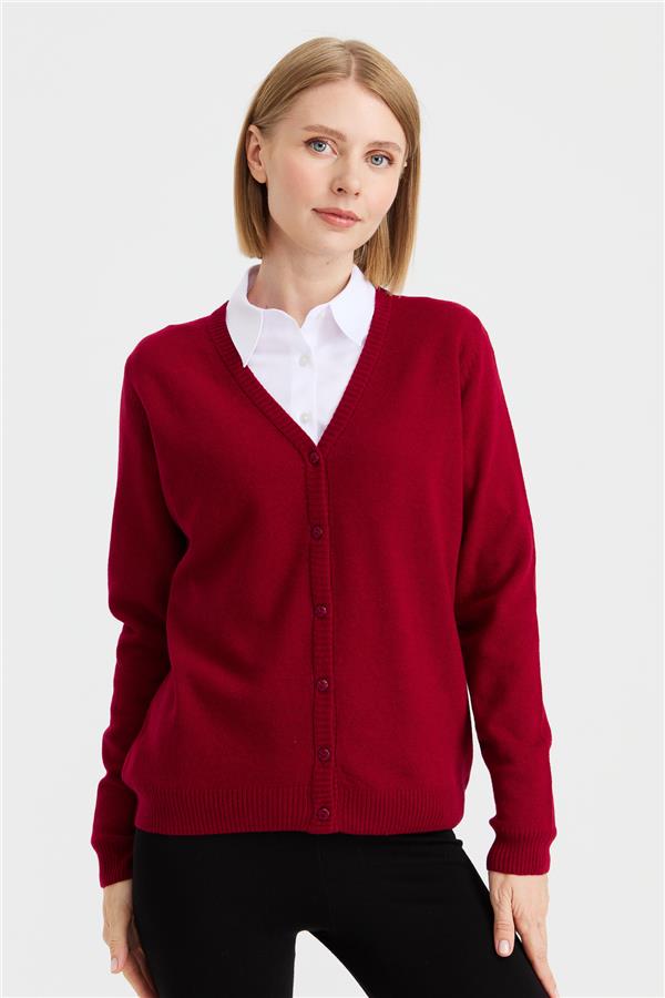 Женский шерстяной кардиган с v-образным вырезом