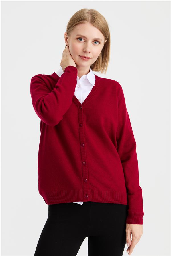Женский шерстяной кардиган с v-образным вырезом