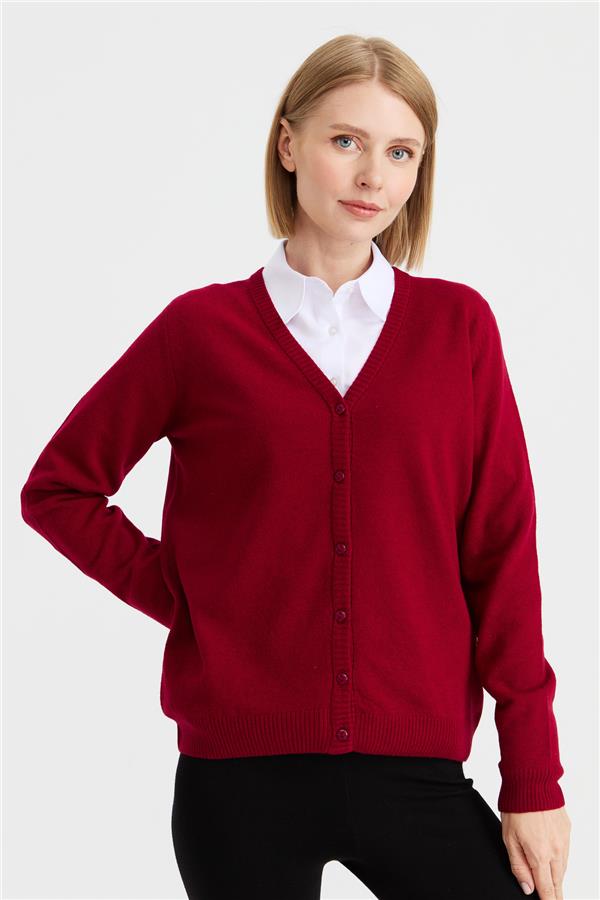Женский шерстяной кардиган с v-образным вырезом