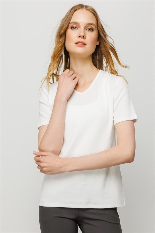 Женская хлопковая облегающая футболка с V образным вырезом белая