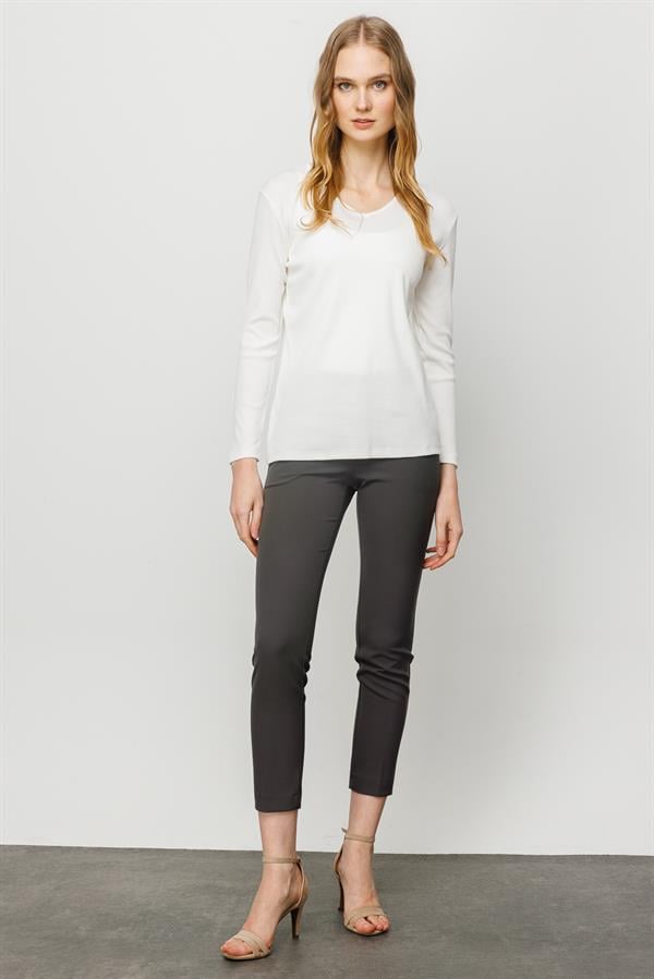 Женская хлопковая облегающая блуза с V образным вырезом белая