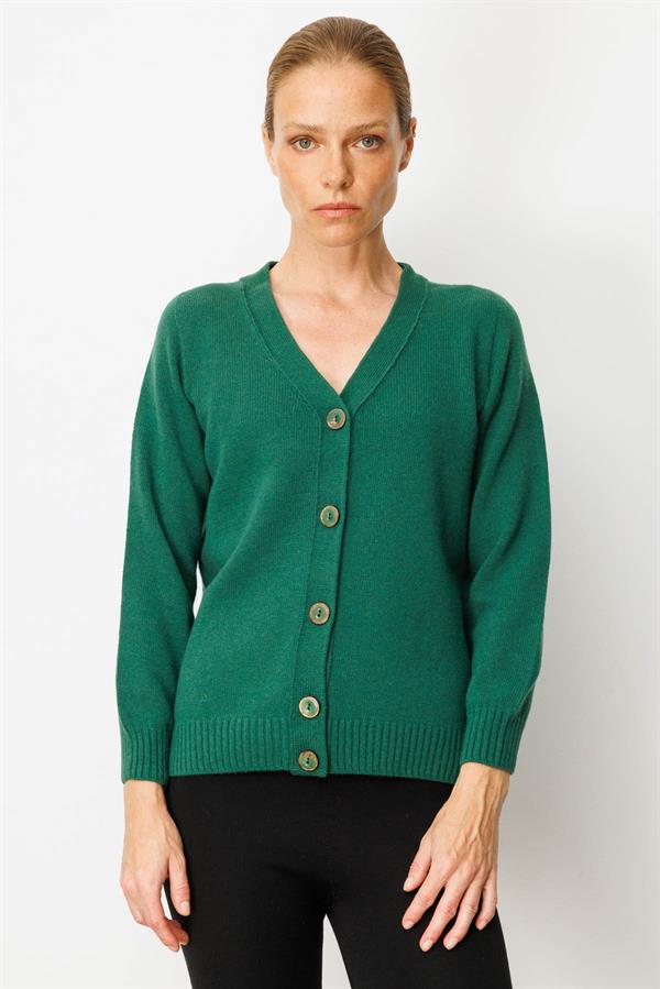 Kadın V Yaka Kısa Yün Hırka Ö.Başı