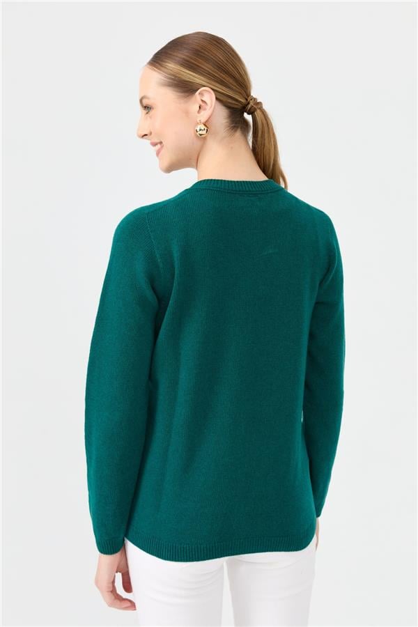 Kadın V Yaka Klasik Yün Kazak K.Ö.başı