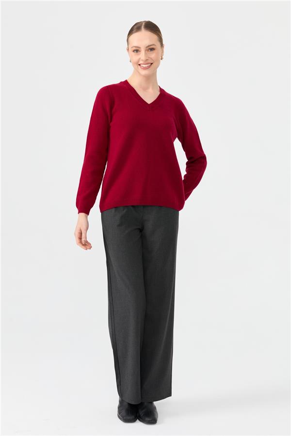 Kadın V Yaka Klasik Yün Kazak V.Çürüğü