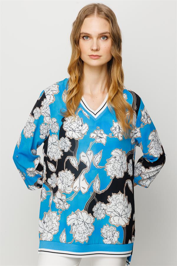 Womens V-Neck Blouse S.Blue