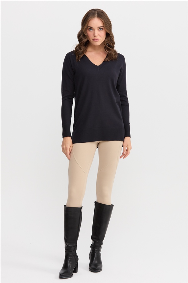 Женский свитер с v-образным вырезом спереди и сзади, синий 