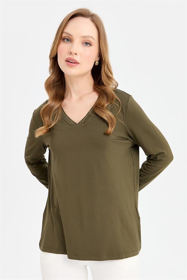 Женская серебристая блузка с v-образным вырезом