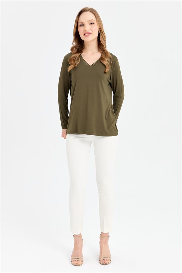 Женская серебристая блузка с v-образным вырезом