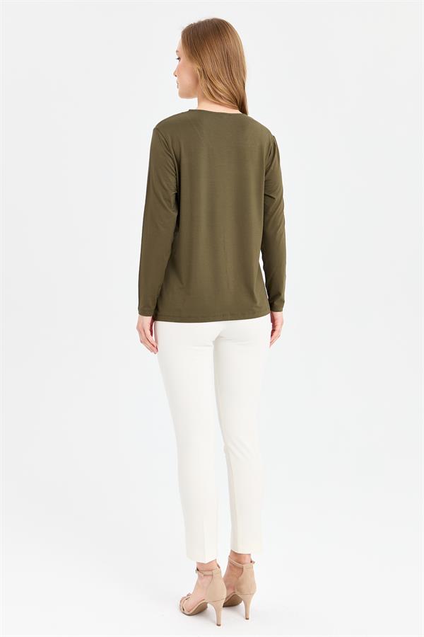 Женская серебристая блузка с v-образным вырезом