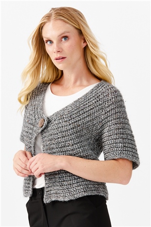 Женский короткий жилет на одной пуговице с v-образным вырезом, дымчатый