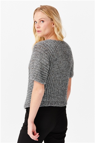 Женский короткий жилет на одной пуговице с v-образным вырезом, дымчатый