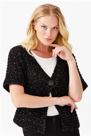 Женский короткий жилет на одной пуговице с v-образным вырезом, черный 