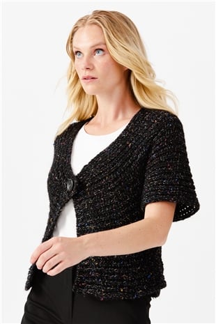 Женский короткий жилет на одной пуговице с v-образным вырезом, черный 