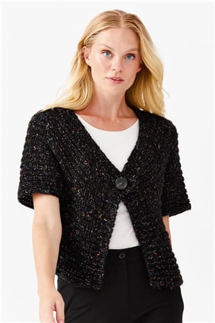 Женский короткий жилет на одной пуговице с v-образным вырезом, черный 