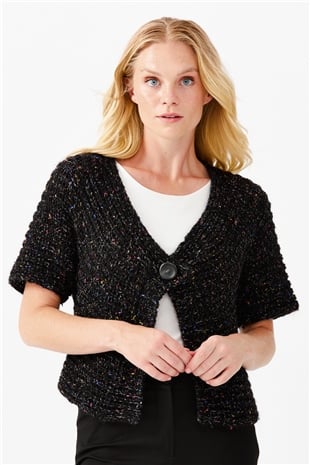 Женский короткий жилет на одной пуговице с v-образным вырезом, черный 
