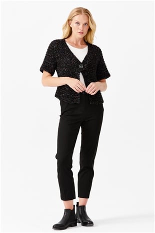 Женский короткий жилет на одной пуговице с v-образным вырезом, черный 