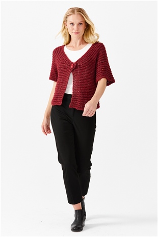 Женский короткий жилет на одной пуговице с v-образным вырезом, красный