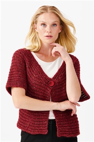 Женский короткий жилет на одной пуговице с v-образным вырезом, красный