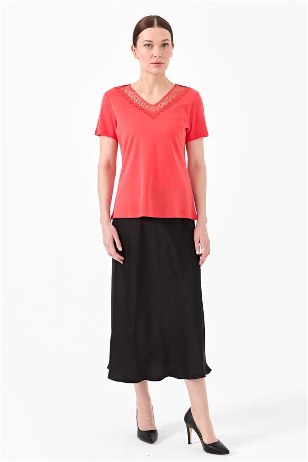 Womens V Neck T-Shirt Red