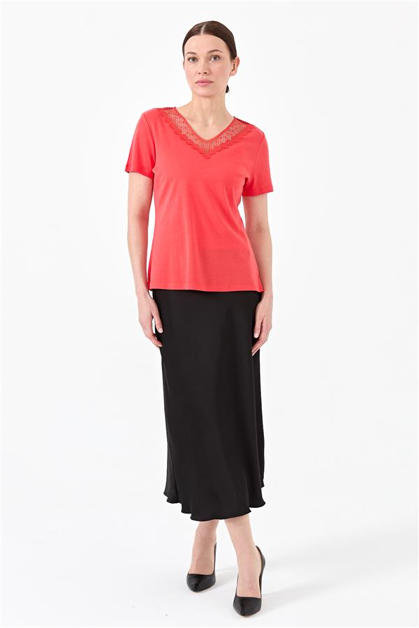 Womens V Neck T-Shirt Red