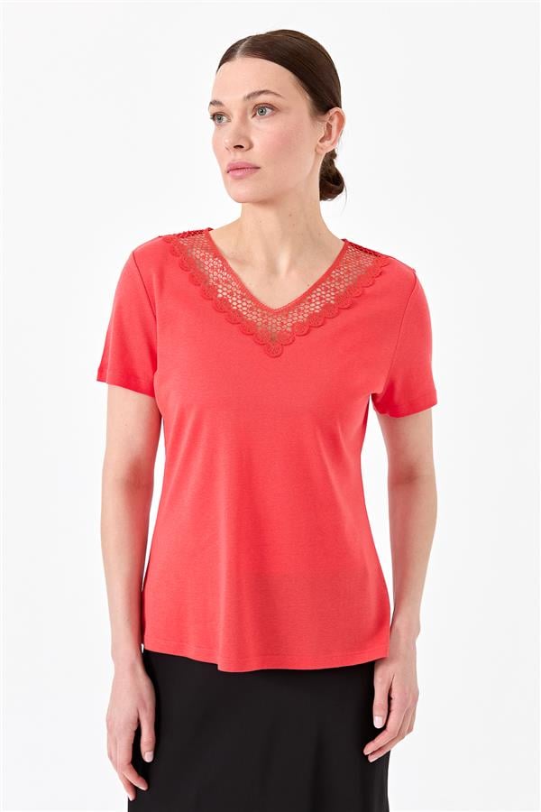 Womens V Neck T-Shirt Red
